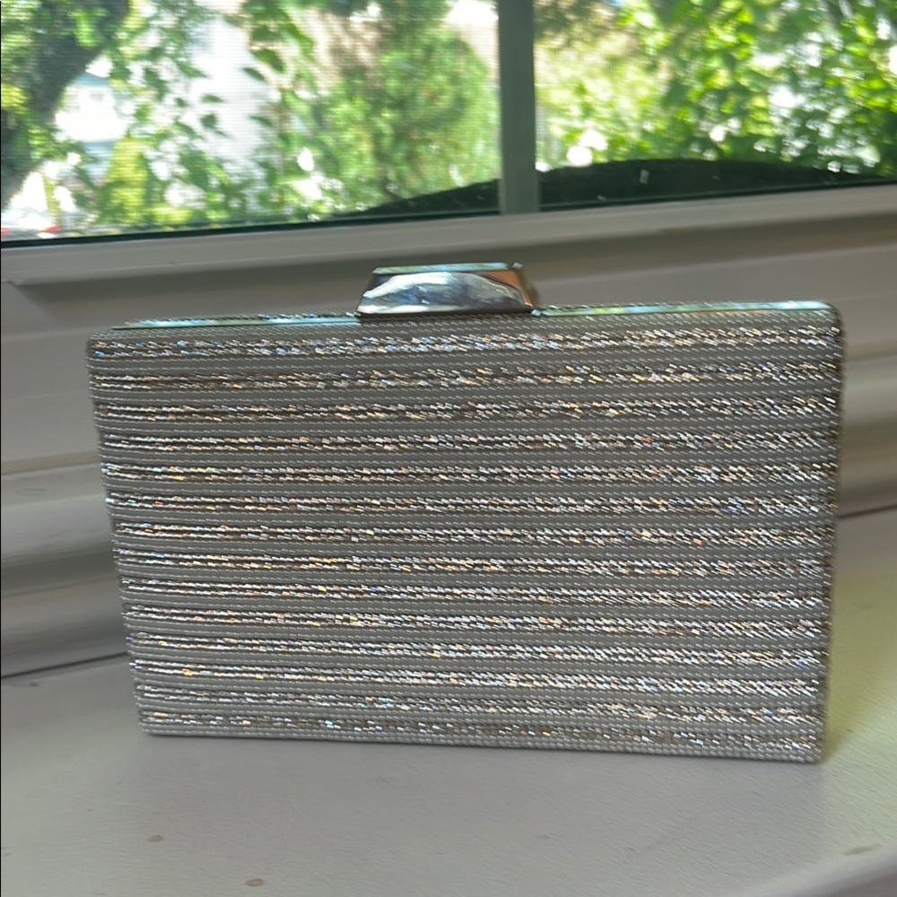 Nina Silver Crystal-Embellished Clutch WEDDING MOB FAMCY